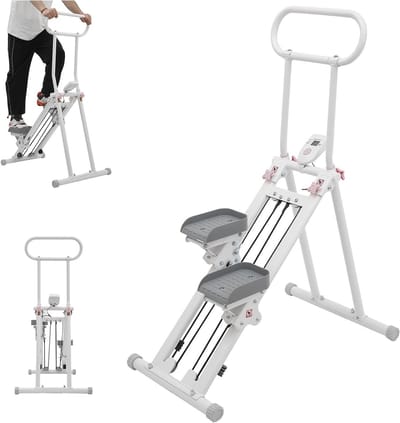 Trapstepper - Klimmachine Crosstrainer - Thuis Fitness - Opvouwbaar LCD Scherm - 136 kg Draagkracht - Wit