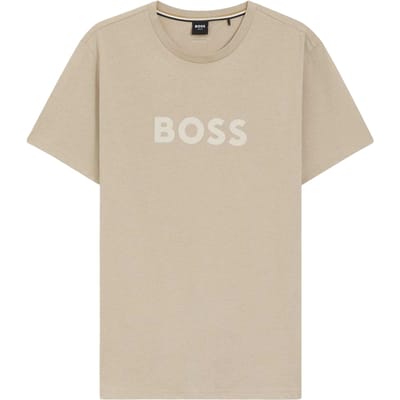 Boss Heren T-shirt katoen met logo (Licht Beige)