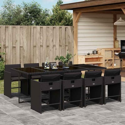 vidaXL - 9-delige - Tuinset - poly - rattan - zwart