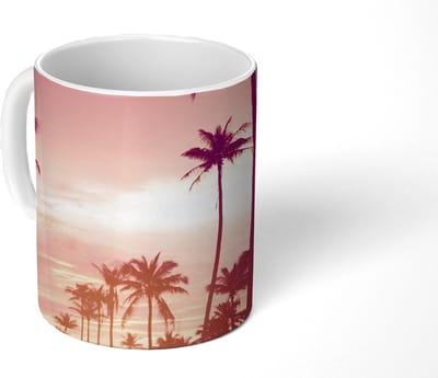 Mok - Koffiemok - Lucht - Palmboom - Avond - Natuur - Tropisch - Mokken - 350 ML - Beker - Koffiemokken - Theemok