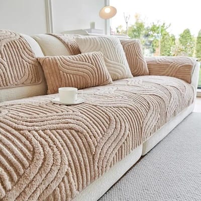 1PC Golfstreep Sofa Hoes Effen Kleur Verdikken Pluche Sofa Handdoek Hoezen Antislip Bankhoezen Sofa Mat voor Woonkamer 1pc 45x45 pillowcase
