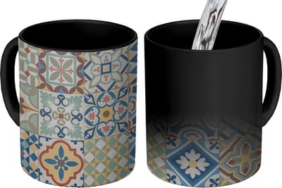 Magische Mok - Foto op Warmte Mokken - Koffiemok - Vintage - Bloemen - Design - Figuren - Magic Mok - Beker - 350 ML - Theemok