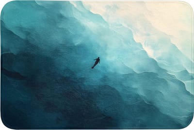 Badmat 90x60 cm - Antislip - Zee - Silhouet - Abstract - Blauw - Badmatten voor badkamer - Badkamermat - Douchemat - Badkamer mat