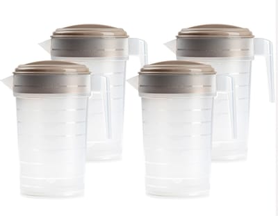 Plasticforte Waterkan - 4x - 2L - beige/transparant - met deksel - kunststof - schenkkan