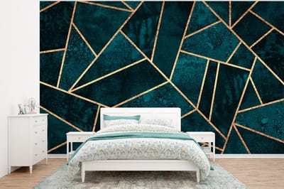 Behang - Fotobehang Stenen - Goud - Luxe - Patronen - Abstract - Breedte 295 cm x hoogte 220 cm