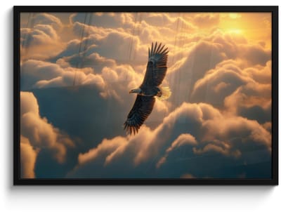 Poster in lijst - Fotolijst 90x60 cm - Posters - Adelaar - Wolken - Zon - Posterlijst zwart - Decoratie - Wanddecoratie woonkamer - Muurdecoratie slaapkamer