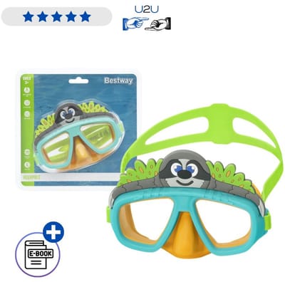 Bestway Zwemmasker 22064 Leniwiec - Kinder Swimming Goggles Met UV Bescherming En Comfortabele Pasvorm - Duikmasker Voor Zwembad Strand En Waterpret Vanaf 3 Jaar Met Ebook