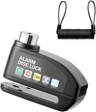 Schijfremslot Alarm - Remschijfslot met alarm - met Reminderkabel - 7 mm - Motorslot - Scooterslot