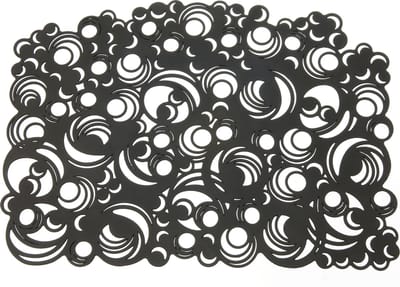 Batucada – Moon Quarter - Plantaardige - Placemat - Cirkels - Rondjes patroon - oogt zoals Rubber - Anti Slip - 1 stuk - Zwart - 41 x 31,5cm – Onderlegger - Vegan