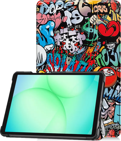 Hoesje Geschikt voor Samsung Galaxy Tab A11 / A9 - Dun & Stevig - Trifold Bookcase - Hard Cover - Hardcover Book Case - Tablet Hoes - Graffity