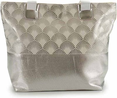 Arte Strandtas Dubai - zilver glanzend/metallic - 37 x 49 cm - shopper - boodschappen - polyester