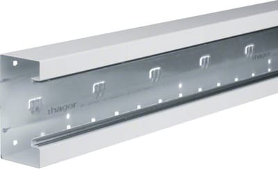 Hager Borstweringkanaal-onderdeel staal, BRS, 68x130mm, voor bovendeel 80mm, Verkeerswit BRS6513019016