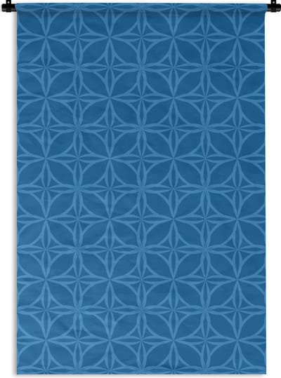 Wandkleed - Wanddoek - Kompas - Blauw - Patronen - 60x90 cm - Wandtapijt