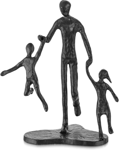 Vader en Kind IJzeren Beeld - Liefde Sculptuur Decoratie voor Vaderdag Huwelijk, Kerst - Herinneringsgeschenk voor Nieuwe Vader Stiefvader Zoon Mannetje