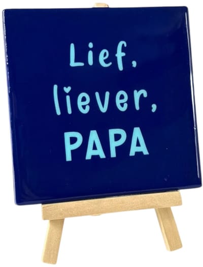 HomeBound by KY | Tegeltje - lief, liever papa | 10,5x10,5x0,5cm - vaderdag cadeau - tegel met spreuk - cadeau voor papa