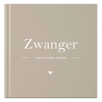 Fyllbooks - Mijn negen maanden Dagboek - Zwangerschapsboek, Babyboek - 9 maanden Invulboek Zwangerschap - Taupe