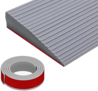 Deurdrempelhelling Rubber - Oprijplaat Helling - Robotstofzuiger Hulp - Zelfklevend 3cm - 100cm Lengte - Grijs