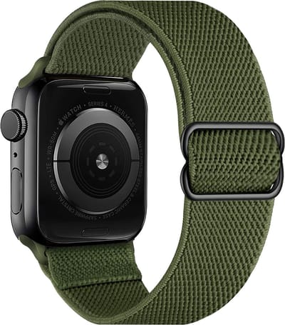 Horloge Band Geschikt voor Apple Watch 1-8 / SE (38/40/41 mm) Bandje Nylon Met Verstelbare Gesp - Donkergroen