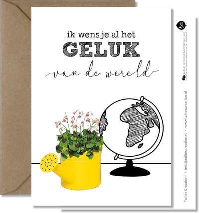 Tallies Cards - greeting  - wenskaarten - Geluk - Plant  - Set van 4 ansichtkaarten - succes - geluk - wens - Inclusief kraft envelop - 100% Duurzaam