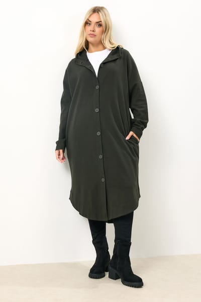 Yours Kakigroene Jas Met Capuchon En Knoopsluiting Size 42