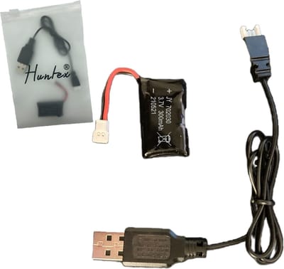 Huntex 3.7V 300Mah Lipo Batterij + USB-Oplaadkabel - Voor FQ777 FQ17WUdi U816 U830 F180 E55 Hubsan H107 Syma X11C FY530 FX 801 FX 651 - Rc Drone - Rc Vliegtuig - Rc Auto