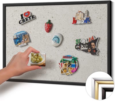 Wallfluent - Romig Magneetbord met Ontwerpen - 60 cm x 40 cm - Magneetbord met Zwarte Frame - Licht steengoed - Magnetisch Bord Decoratief - Magneetbord Voor Thuiskantoor - Magneetbord Multifunctioneel