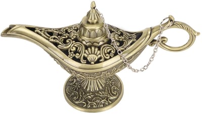Dailygoods- Wierookhouder Retro Aladdin Lamp - Bronzen Decoratie - Arabische Verzamelobject - Woondecoratie - 15 cm Hoogte - Klassiek Design