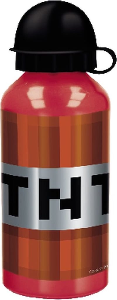 Minecraft Aluminium Drinkfles - 400 ml - Lichtgewicht – Lekvrije schroefdop – Drinkfles voor kinderen – Rood/Zwart
