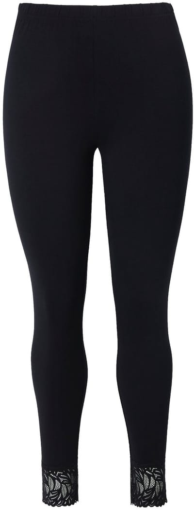 Ulla Popken - Dames - Legging kanten zoom - Zwart - Maat 46+