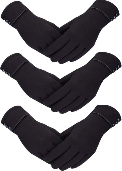 Oneay Set van 3 paar touchscreen handschoenen voor dames - Winddichte handschoenen, geschikt voor vrouwen en meisjes voor buitenfietsen
