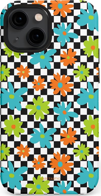 Casetastic Hoesje Geschikt voor Apple iPhone 13 Mini Magsafe - Stijlvolle Beschermende Duo-layer Case - Retro Bloem Power