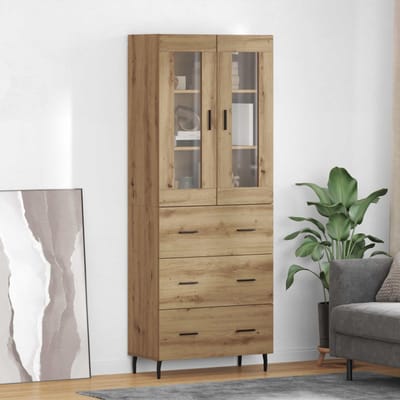 vidaXL - Highboard - 2 - st - Artisan - Eiken - 69,5 - x - 34 - x - 180 - cm - Bewerkt - hout