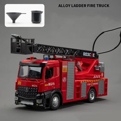 1:18 Camions-Échelles Nuageuse Véhicules d'Incendie Aspersion en Alliage Modèles de Voitures Diecast 4 Portes Ouvertes Véhicules d'Ingénierie Pour Cadeaux d'Enfants