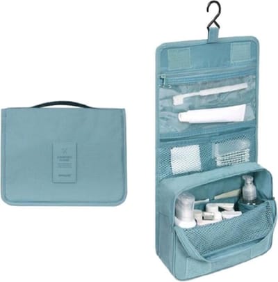 Fako Fashion - Reid Toilettas Met Ophang Haak - Make-up Travel Bag - Organizer Voor Toiletartikelen - Reisartikelen - Travel Bag - Ophangbare Toilettas - Turquoise