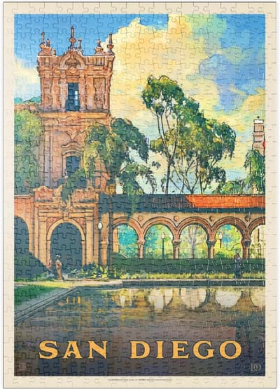 500 Stukjes Puzzel: Vintage Poster van Balboa Park in San Diego, Californië
