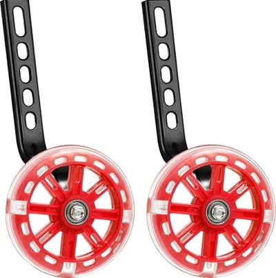 New Age Devi - Kleurrijke zijwieltjes voor kinderfietsen - beschikbaar in 12-20 inch - rood - geschikt voor 12, 14, 16, 18 en 20 inch fietsen - handige zijwielen als accessoire voor kinderfietsen