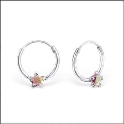 Aramat Jewels | Oorringen | Ster Zirkonia Kinder Oorringetjes | Roze AB | |2mm | Zilver | Kinderen | Verkleurd niet