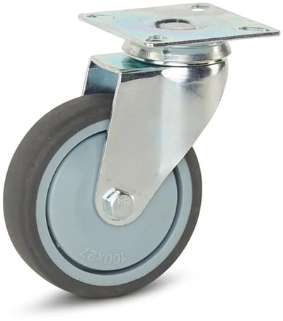Trolley zwenkwiel met topplaat - 100mm - 100kg