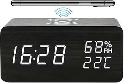 Verte Wekkerradio Op Netstroom - Digitale Wekker - Draadloos Smartphone Opladen - Wekkers Digitaal - Stembediening