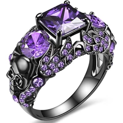 Gotische Stijl Ring Zirkonia Meerdere Kleuren Om Te Kiezen Horror Schedel Perfecte Halloween Decoratie Geschikt voor Mannen en Vrouwen Sieraden 9 gray