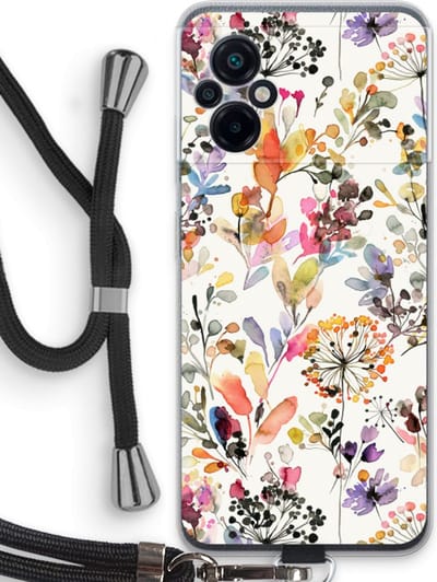 Case Company® - Hoesje met koord geschikt voor Xiaomi Poco M5 hoesje met Koord - Wilde grassen - Telefoonhoesje met Zwart Koord - Bescherming aan alle Kanten en Over de Schermrand