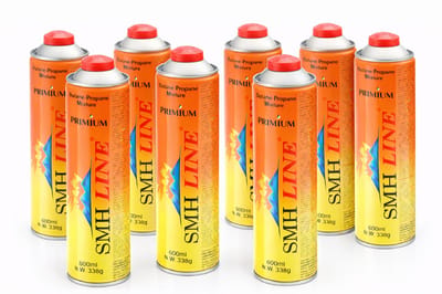 SMH LINE® Gasflessen - 8x 600ml - EN417 Schroefventiel - Gasfles voor onkruidbrander