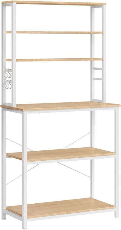 Keukenplank - Opbergrek - Organizer met Haken - Ruimtebesparend - Spaanplaat & Staal - 40x80x167cm