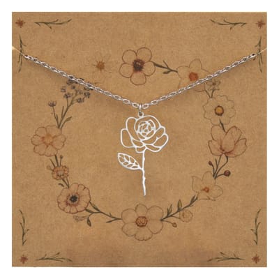 Bixorp Geboortebloem Ketting Juni / Roos - Zilverkleurig Roestvrij Staal - Bloem Cadeau voor Dames & Meisjes