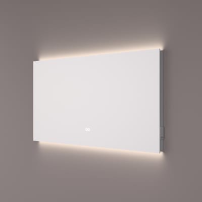 HIPP Design spiegel met Indirecte LED Verlichting Onder en Boven 80 x 70 x 3 cm met Touch Dimmer. Spiegelverwarming. Kleurenwissel en 2 Stopcontacten