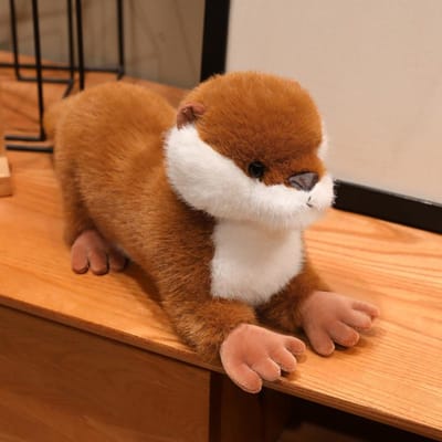40 cm Knuffelmaatje Otter Pluche Speelgoed Koe Zacht Pluizig Liggend Levensgetrouw Poppetje Warm Kinderen Knuffel Dieren Poppetje Schattig Cadeau about 40cm lichtbruine kleur