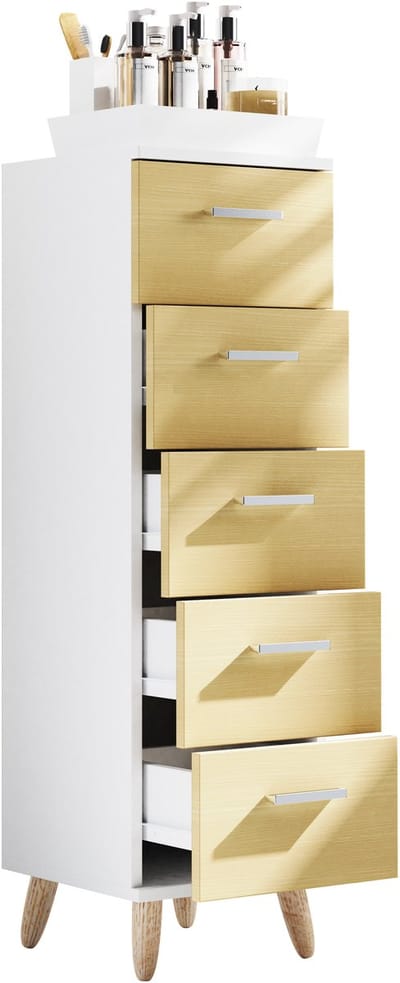 VCM vrijstaande badkamerkasten, badkamer vloerkast, vrijstaande badkamerkast, badkamermeubel, badkamer opberglades, smalle kast, badkamer ladekast, vrijstaande badkamer opbergmeubels, handdoekenrek