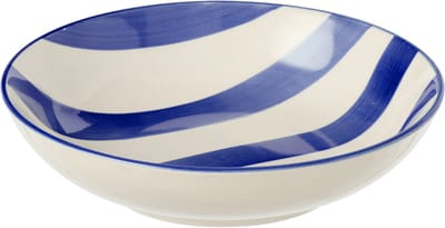 J-Line bord Diep Gestreept - keramiek - blauw/wit - 6 stuks