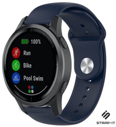 Strap-it Sport siliconen bandje - geschikt voor Garmin Vivoactive 4 45mm / Garmin Venu 2 - donkerblauw