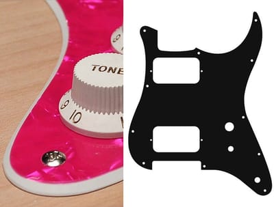 Boston ST-231-PP pickguard, Stallion, HH, 2 pot holes, toggle switch, 2 ply, pearl pink